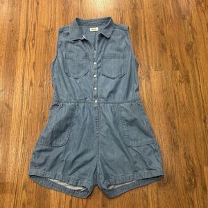 Pact Women's Blue Denim Shorts Romper